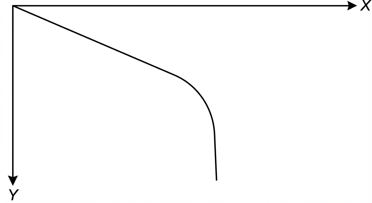Graphique Température (axe X) vs Profondeur (axe Y vers le bas). Zone 1 (0-100km) : la courbe part vers la droite très vite (pente forte, conduction). Zone 2 (>100km) : la courbe descend presque verticalement avec une légère inclinaison (pente faible, convection/adiabatique).